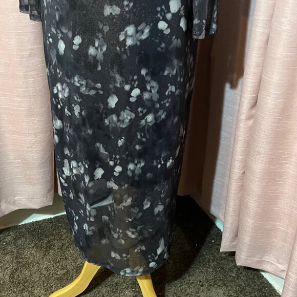 NWT Bar III Alexa Dye Women XL Black Gray Metallic Sheer Maxi Dress Career - Picture 6 of 16